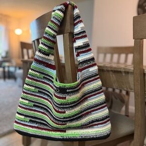 Striped Multicolor Crochet Shoulder Bag